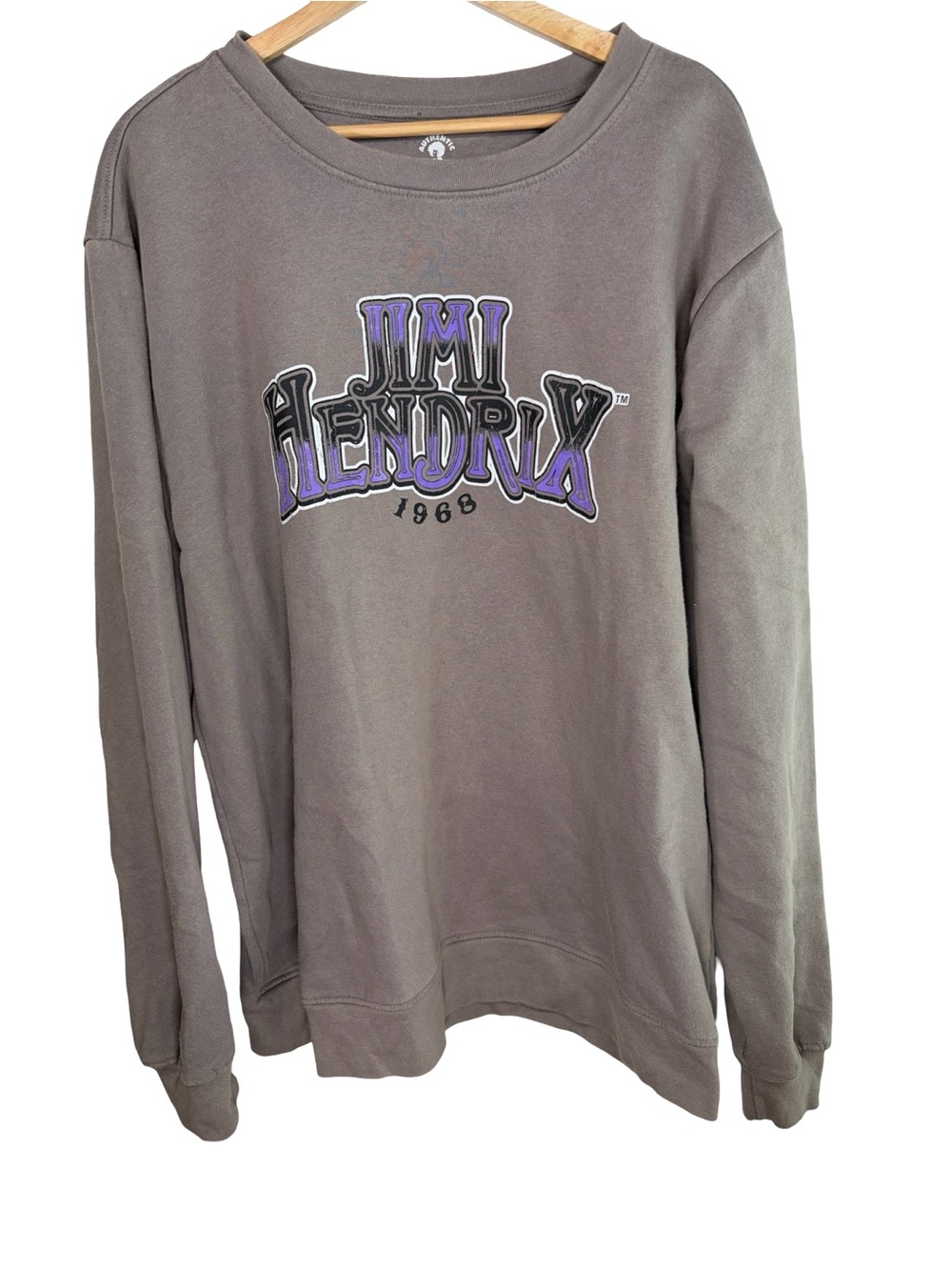 Jimi Hendrix Gray Crewneck Sweatshirt with Purple Graphic